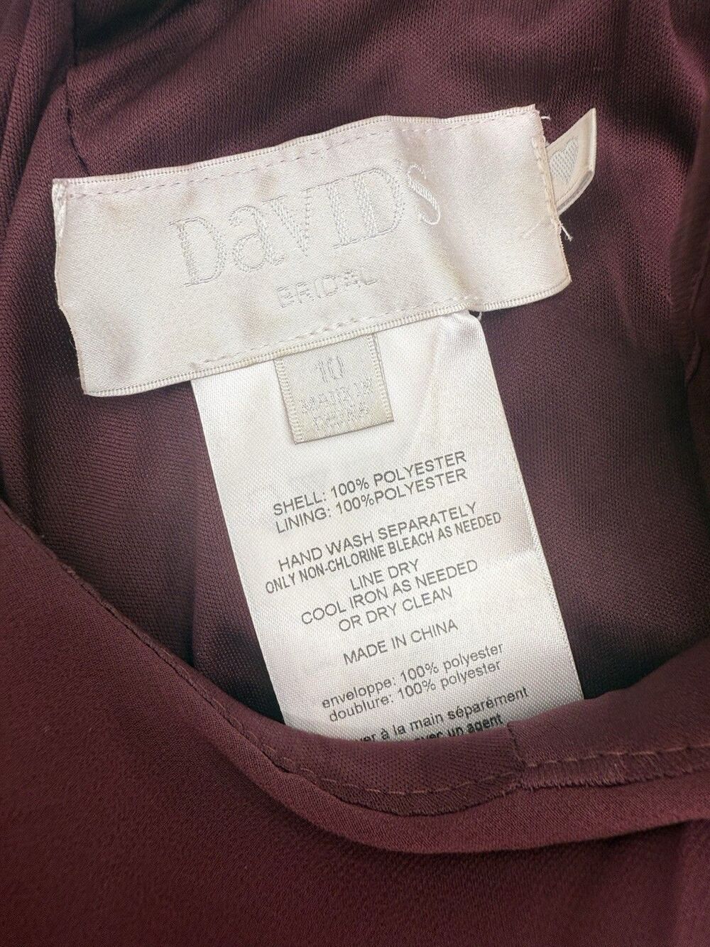 David's Bridal Wine/Burgandy long chiffon highneck size 10 Used once - Picture 7 of 8